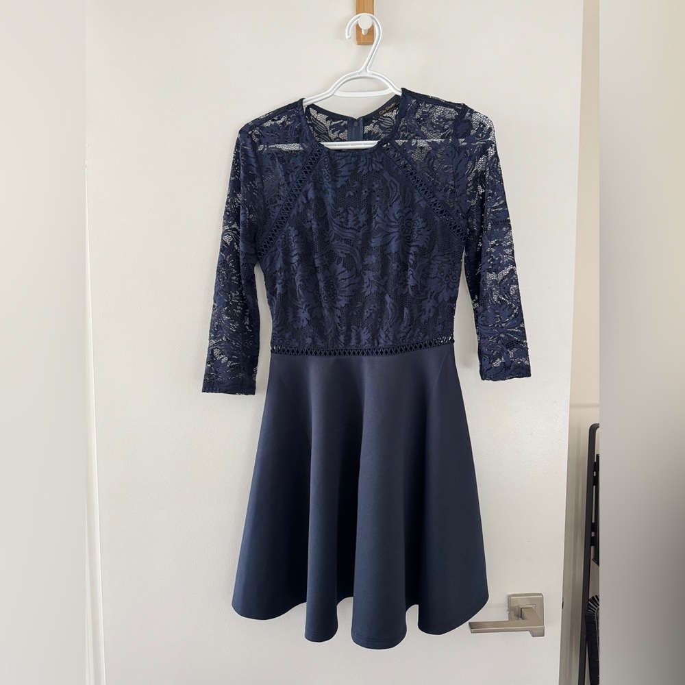 City Studio Navy Lace Midi Dress